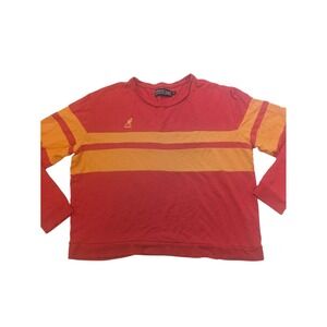 Kangol Striped Pullover Sweatshirt Men XL Red Orange Long‎ Sleeve